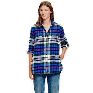 Madewell Medium Blue Shirt Ex Boyfriend Larchmont Plaid Button Up Pocket Flannel